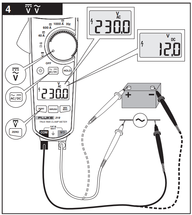 Fluke 317電流表用戶(hù)手冊(cè)步驟3、4