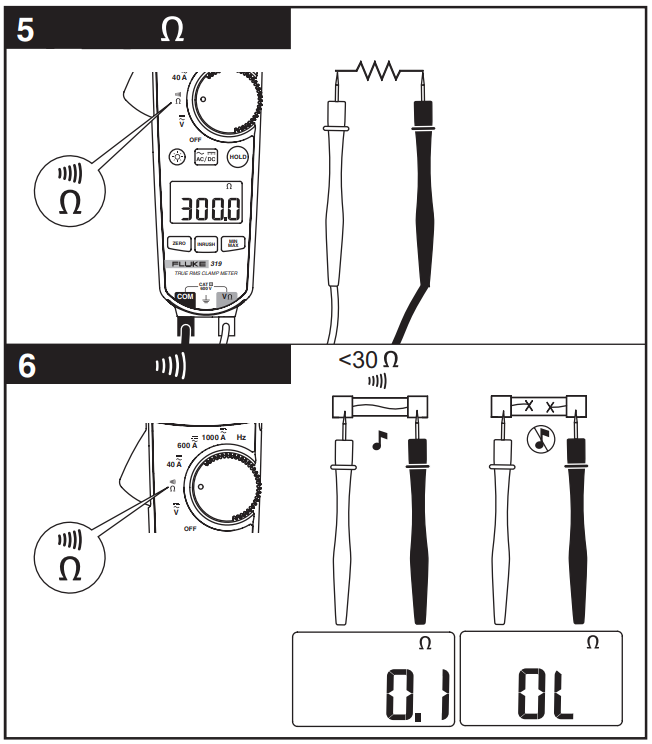 Fluke 317電流表用戶(hù)手冊(cè)步驟5、6