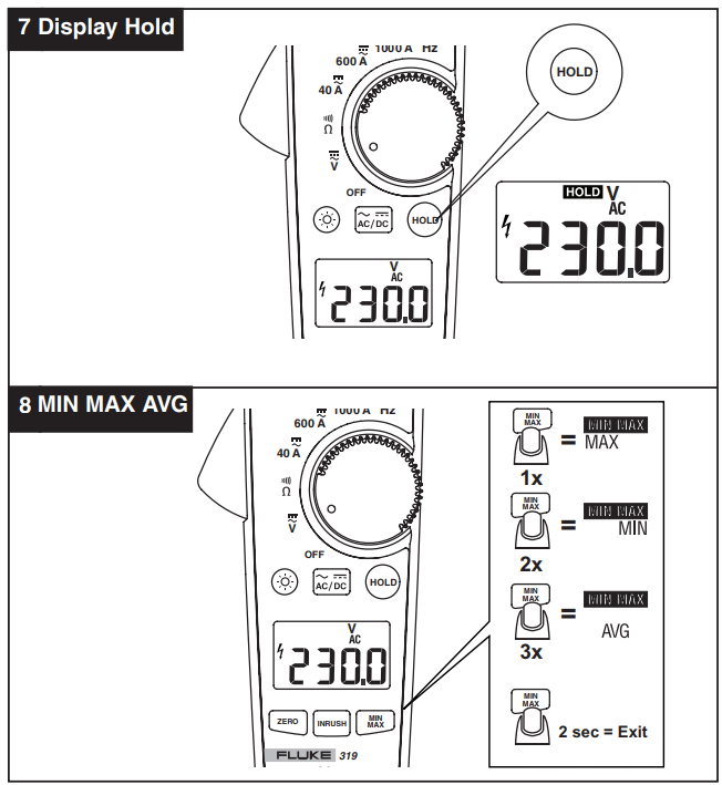Fluke 317電流表用戶(hù)手冊(cè)步驟7、8